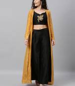 Embroidered Crop Top N Palazzo Bottom With Jacket