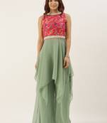 Pink N Green Floor Length Palazzo Set