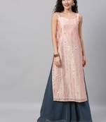 Pink Foil Printed N Blue Georgette Kurta Sets