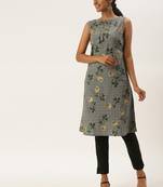 Grey Rayon Kurta Narrow Straight Pant Set