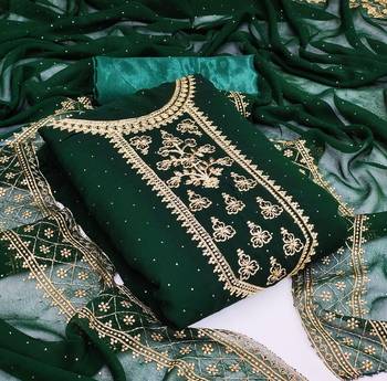 Dark-green embroidered georgette salwar 1