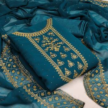 Dark-teal embroidered georgette salwar 1