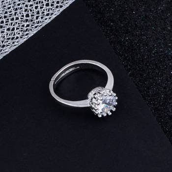 Silver Shine Round Dimond Silver Adjustable Designer Finger Ring For Women And Girl 1