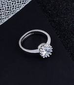Silver Shine Round Dimond Silver Adjustable Designer Finger Ring For Women And Girl