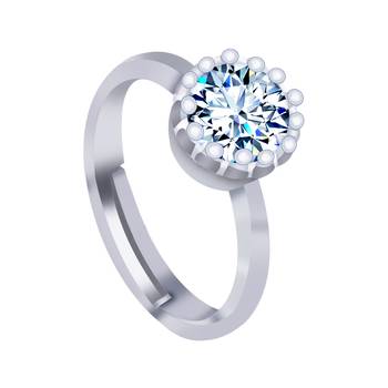 Silver Shine Round Dimond Silver Adjustable Designer Finger Ring For Women And Girl 2