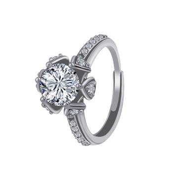 Silver Shine Round Dimond Adjustable Fancy Look Finger Ring For Women And Girl 2