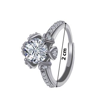 Silver Shine Round Dimond Adjustable Fancy Look Finger Ring For Women And Girl 3