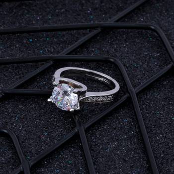 Silver Shine Round Dimond Adjustable Designer Silver Finger Ring For Women And Girl 1