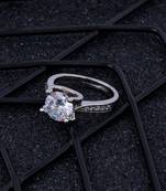 Silver Shine Round Dimond Adjustable Designer Silver Finger Ring For Women And Girl