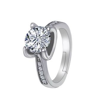 Silver Shine Round Dimond Adjustable Designer Silver Finger Ring For Women And Girl 2