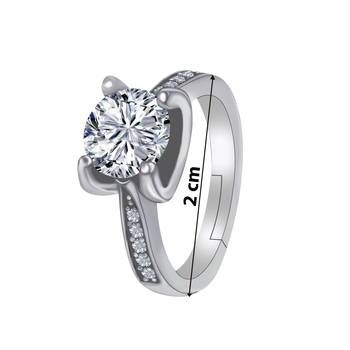 Silver Shine Round Dimond Adjustable Designer Silver Finger Ring For Women And Girl 3