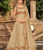 Beige embroidered net salwar