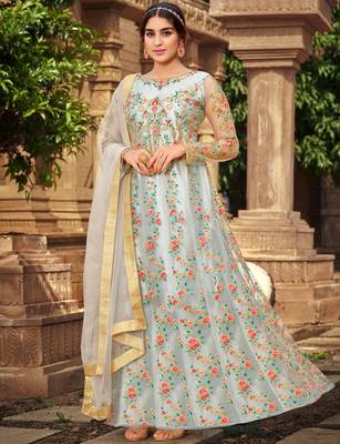 Grey embroidered net salwar 1