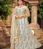 Grey embroidered net salwar