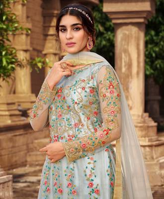 Grey embroidered net salwar 2