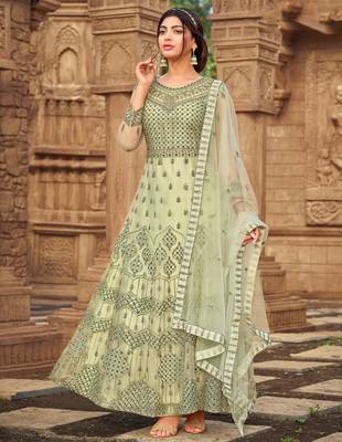 Light-green embroidered net salwar 1