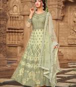 Light-green embroidered net salwar