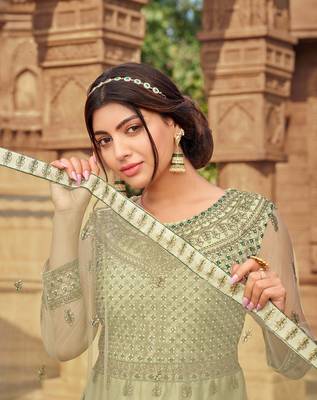 Light-green embroidered net salwar 2