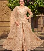 Peach embroidered net salwar