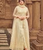 Cream embroidered net salwar