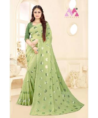 Light Green Georgette saree with Sequence Work Saree 1