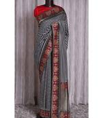 Black Georgette Saree With Plain Blouse