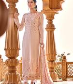 Baby-pink embroidered pure viscose salwar