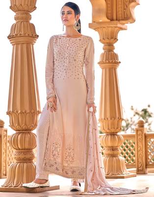 Baby-pink embroidered pure viscose salwar 2