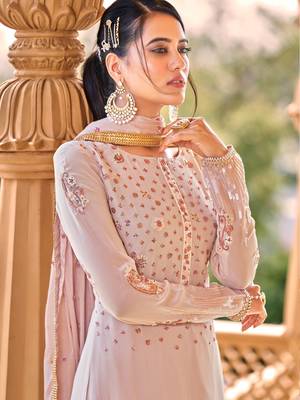 Baby-pink embroidered pure viscose salwar 4