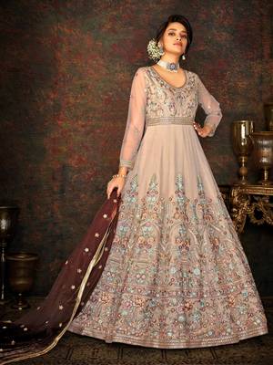 Light-chocolate embroidered net salwar 1