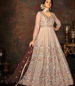 Light-chocolate embroidered net salwar
