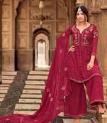 Rani-pink embroidered georgette salwar