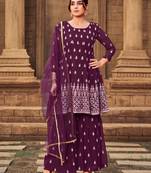 Purple embroidered georgette salwar