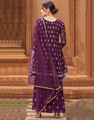 Purple embroidered georgette salwar 3