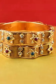 gold moti stone cz polki kundun meenakari pearl bangle kara size-2.6
