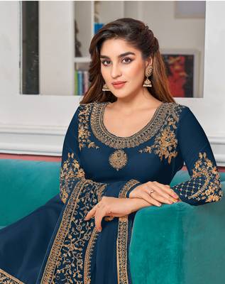 Blue embroidered faux georgette salwar 2