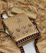 Brown Embroidered Cotton Salwar