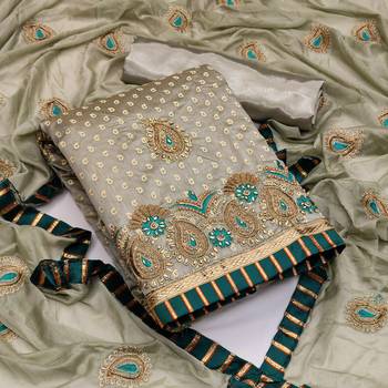 Light-olive embroidered cotton salwar 1