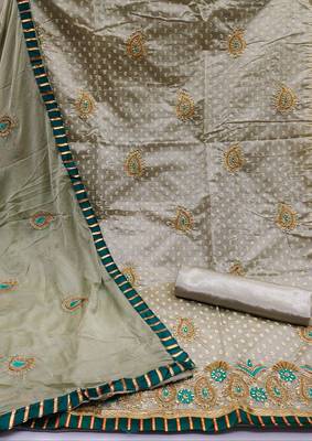 Light-olive embroidered cotton salwar 2