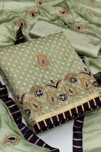 Light-green embroidered cotton salwar