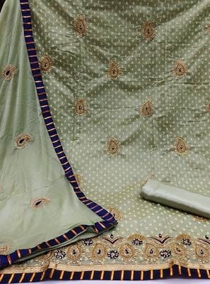 Light-green embroidered cotton salwar 2