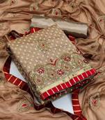 Light-brown embroidered cotton salwar