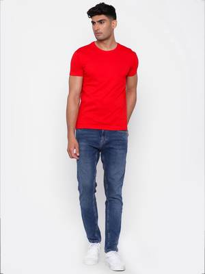Red plain cotton men-tshirts 5