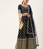 Green plain art silk semi stitched lehenga