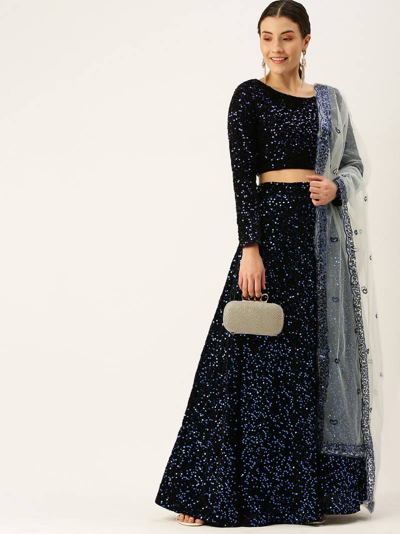 White plain velvet
 semi stitched lehenga