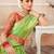 Parrot green woven banarasi silk saree with blouse