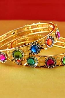 gold moti stone cz polki kundun meenakari pearl bangle kara size-2.8