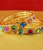 gold moti stone cz polki kundun meenakari pearl bangle kara size-2.8