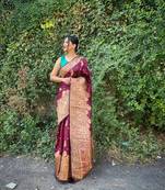MAROON BANARASI ZARI PRINTED Wholesale Rate Saree
