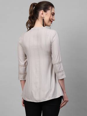 Indo Era Womens Grey Texture Kurti 2